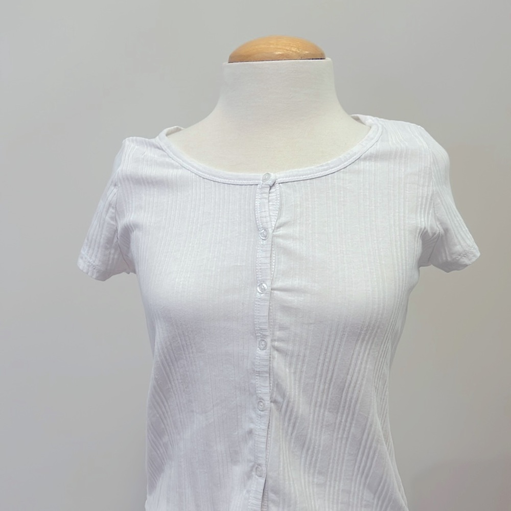 Kids Basic White Ribbed Tee
